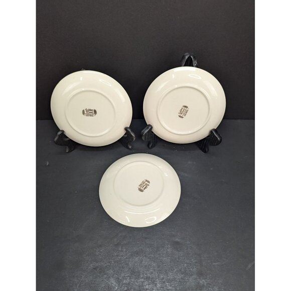 Vintage Golden Wheat Made in USA 22K Gold 6 Inch Dessert Side Plate Lot of 3 - Picture 5 of 6